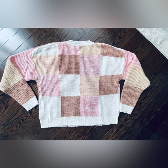 MINKPINK Patchwork Sweater - Pink, White, Tan - Picture 3 of 5